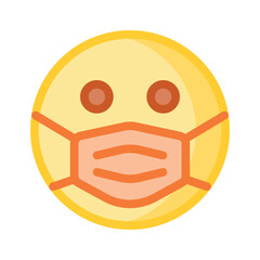 Ill emoji vector design, face mask on emoji face