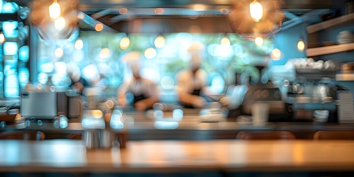 Blurred cafe background with chefs working created using artificial intelligence. Concept Cafe Scene, Blurred Background, Chefs at Work, AI Photography, Creative Imagery