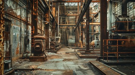 Industrial Interior with Rustic Decor and Exposed Beams in a Contemporary Style, Featuring Earthy Browns and Grays for a Bold and Unique Space