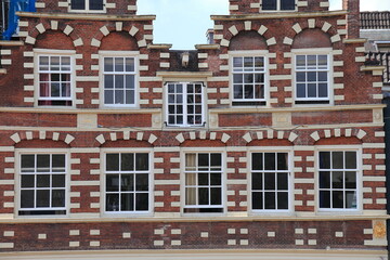 Fototapeta premium Amsterdam Nieuwmarkt Square House Facades with Stepped Gables, Netherlands