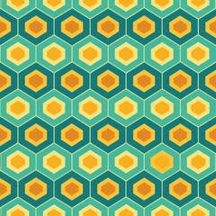 Seamless pattern of geometric honeycomb shapes in a repeating hexagonal grid, perfect for a modern and stylish gift wrap, Generative AI