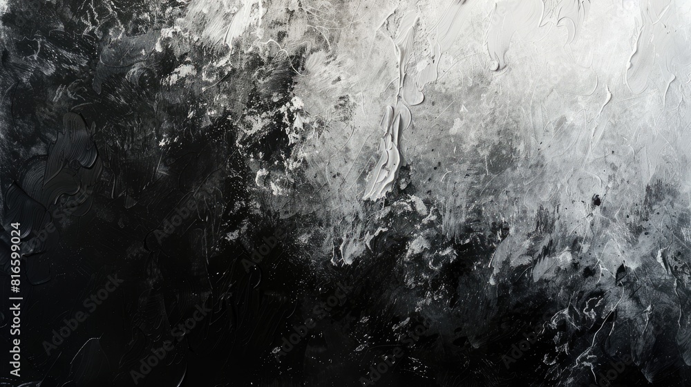 Poster abstract design of dark black and gray background with a texture reminiscent of an old wall smeared 