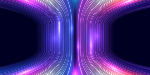 Abstract digital technology background. Modern high-tech innovation future background, Network connection, big data, data transfer, Network, cyber light trails. Vector eps10.