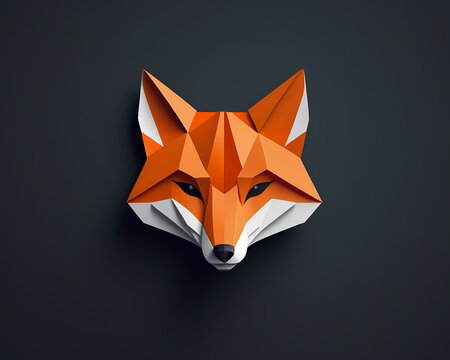 origami fox head - logo
