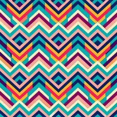 Seamless pattern of geometric stripes and zigzags, creating a visually dynamic and engaging gift wrap design, Generative AI