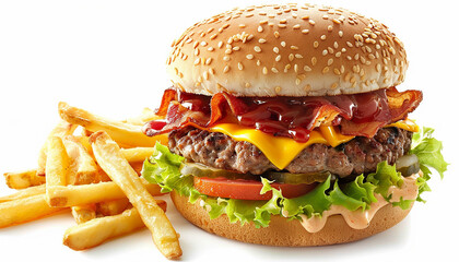 Delicious juicy and cheesy beef burger generated by AI
