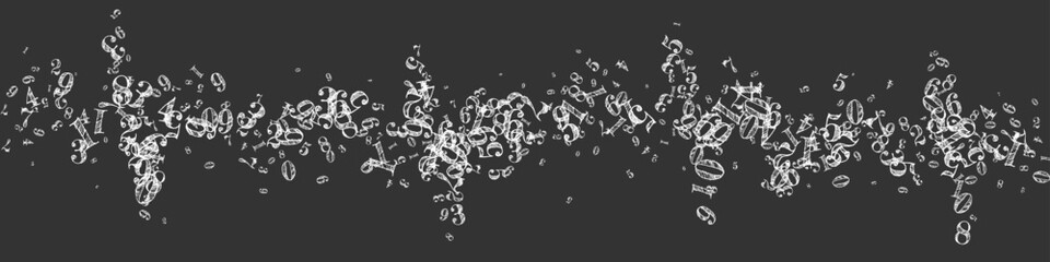 Falling numbers. Math study concept with flying