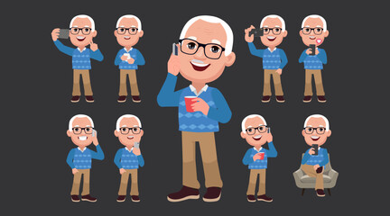 Obraz premium Old people using smartphones