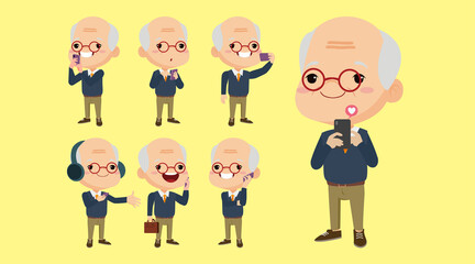 Old people using smartphones