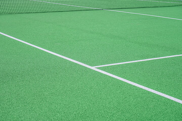 Obraz premium Part of the synthetic grass tennis court with markup