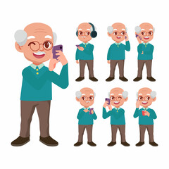 Old people using smartphones