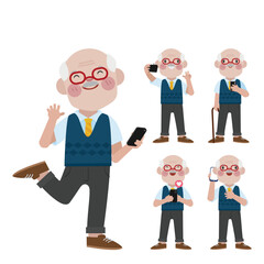 Old people using smartphones