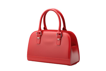 Scarlet Dreams: A Vibrant Red Handbag Adorning a Serene White Canvas on White or PNG Transparent Background.