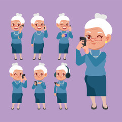 Old people using smartphones