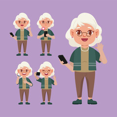 Old people using smartphones
