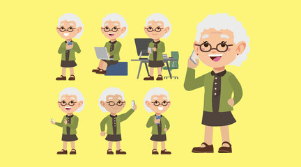 Old people using smartphones