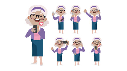 Old people using smartphones