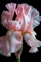 a photograph of a delicate pink iris, Chiaroscuro style lighting, Generate AI.