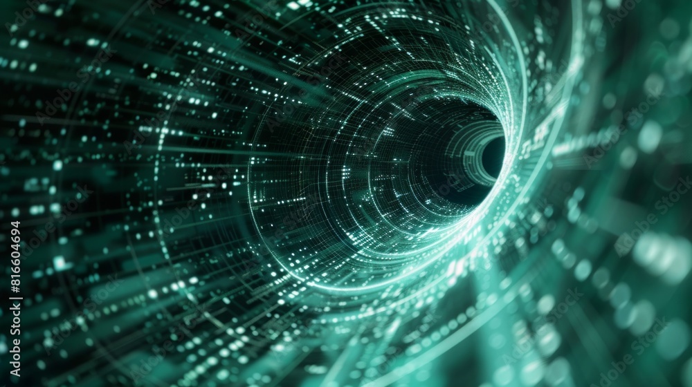 Poster swirling digital vortex representing cyber vulnerabilities