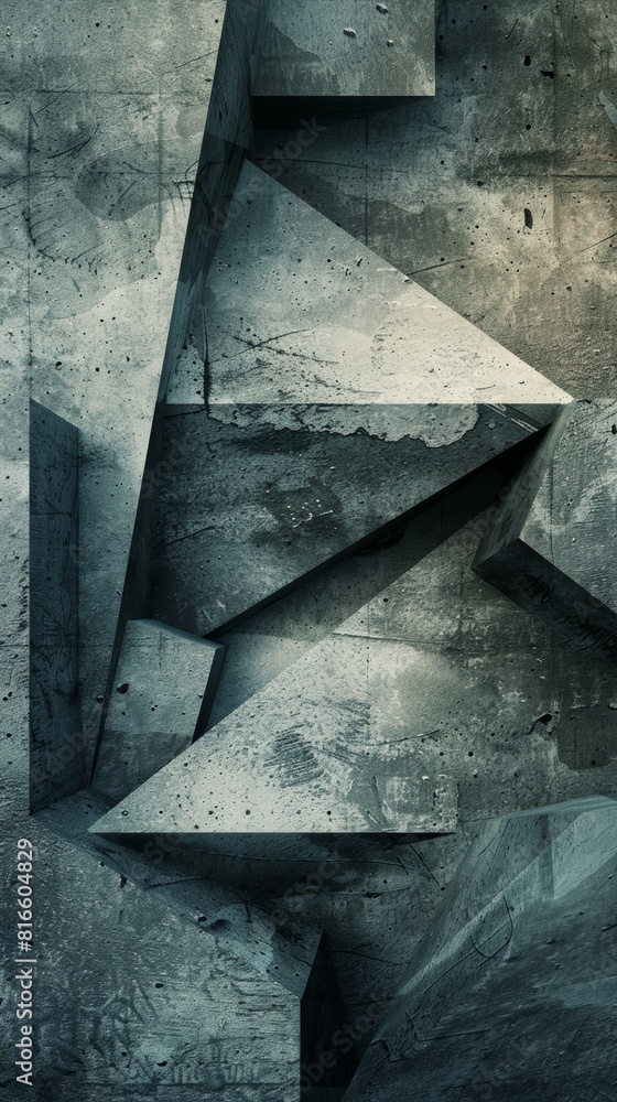 Poster 3d render of abstract geometric shapes with a concrete texture and tones