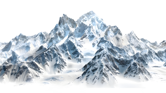 Snowy mountains isolated on transparent background