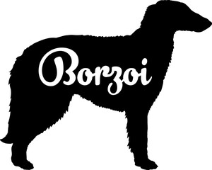 Borzoi Dog silhouette dog breeds logo dog monogram vector