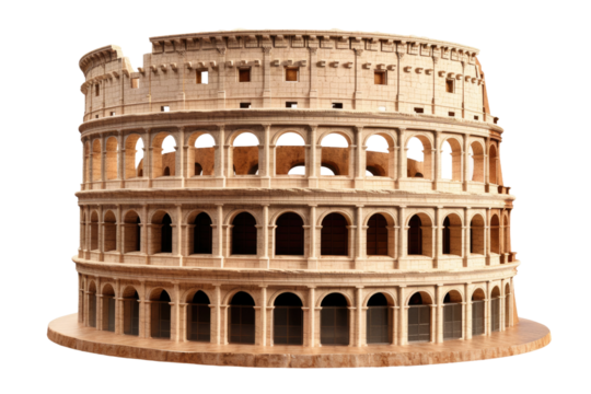 Miniature Masterpiece: Roman Colosseum Replica on White or PNG Transparent Background.