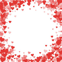 Red hearts scattered on white background.