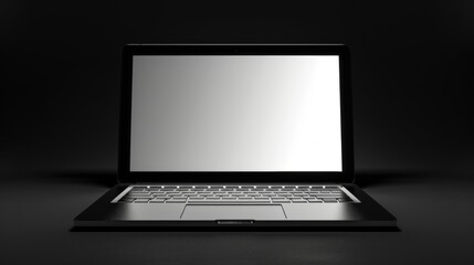 High Contrast Image of a Laptop with a Glowing Screen on a Dark Background