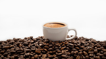 cup of coffee with beans