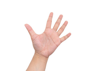 Hand on white background, isolated , transparent 