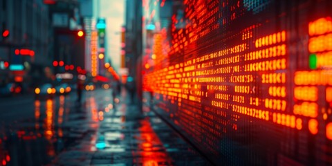Fototapeta premium A digital rendering of a stock market ticker with fluctuating prices