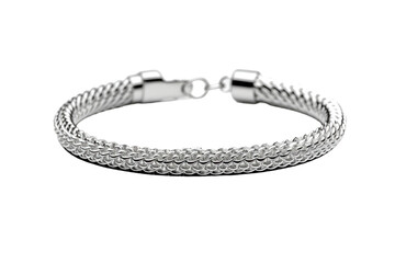 Shimmering Symphony: A Bracelet of Silver Beads on White or PNG Transparent Background.