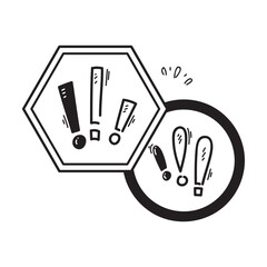 hand drawn doodle call and symbol for warning icon