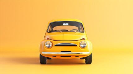 Vintage Yellow Car on a Warm Monochrome Background. Classic Design, Minimalist Style. Ideal for Retro Themes and Vehicle Concepts. AI