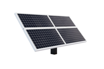 Sunbeam Sculpture: A Solar Panel Rising on a Pillar on White or PNG Transparent Background.