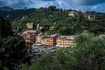 Portofino. Historic center of Liguria nestled on the sea. Dream gulf. Wonderful Italy.