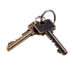 Shiny Metal Keychain with Ring and Clip, Isolated without Background