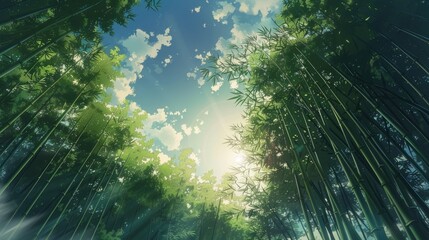 Obraz premium Beautiful Nature Bamboo Forest and Sky