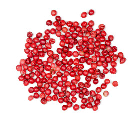 Red pepper peas isolated on a white background, top view