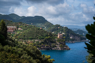 Naklejka premium Portofino. Historic center of Liguria nestled on the sea. Dream gulf. Wonderful Italy.