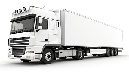 A Gleaming White Beast: Semi Truck on an Empty Canvas