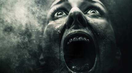 Obraz premium Terrified apparitions let out piercing wails.