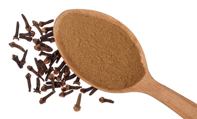 Dry clove isolated on a white background, top view