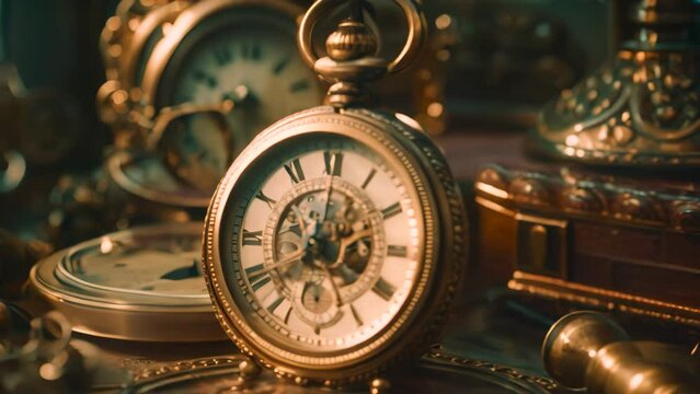 A detailed view of a pocket watch resting on a table surface, A bond that withstands time and challenges