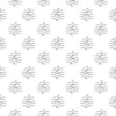 Musical treble clefs seamless pattern on white