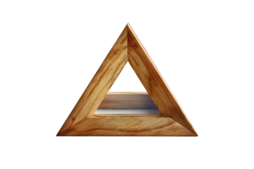 The Enigmatic Wooden Triangle: A Symbol of Ancient Wisdom on White or PNG Transparent Background.