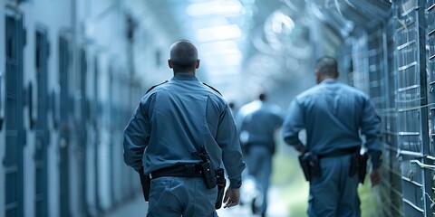 Enforcing Rules for Inmate Rehabilitation and Safety: Correctional Officers in Action. Concept Correctional Facilities, Inmate Rehabilitation, Prison Safety, Role of Correctional Officers