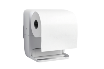 The Ethereal Embrace of White: A Toilet Paper Dispenser on White or PNG Transparent Background.