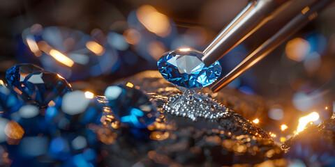 Luxury jewelry shiny gemstone wealth precious diamond vibrant blue reflection generated by artificial intelligence